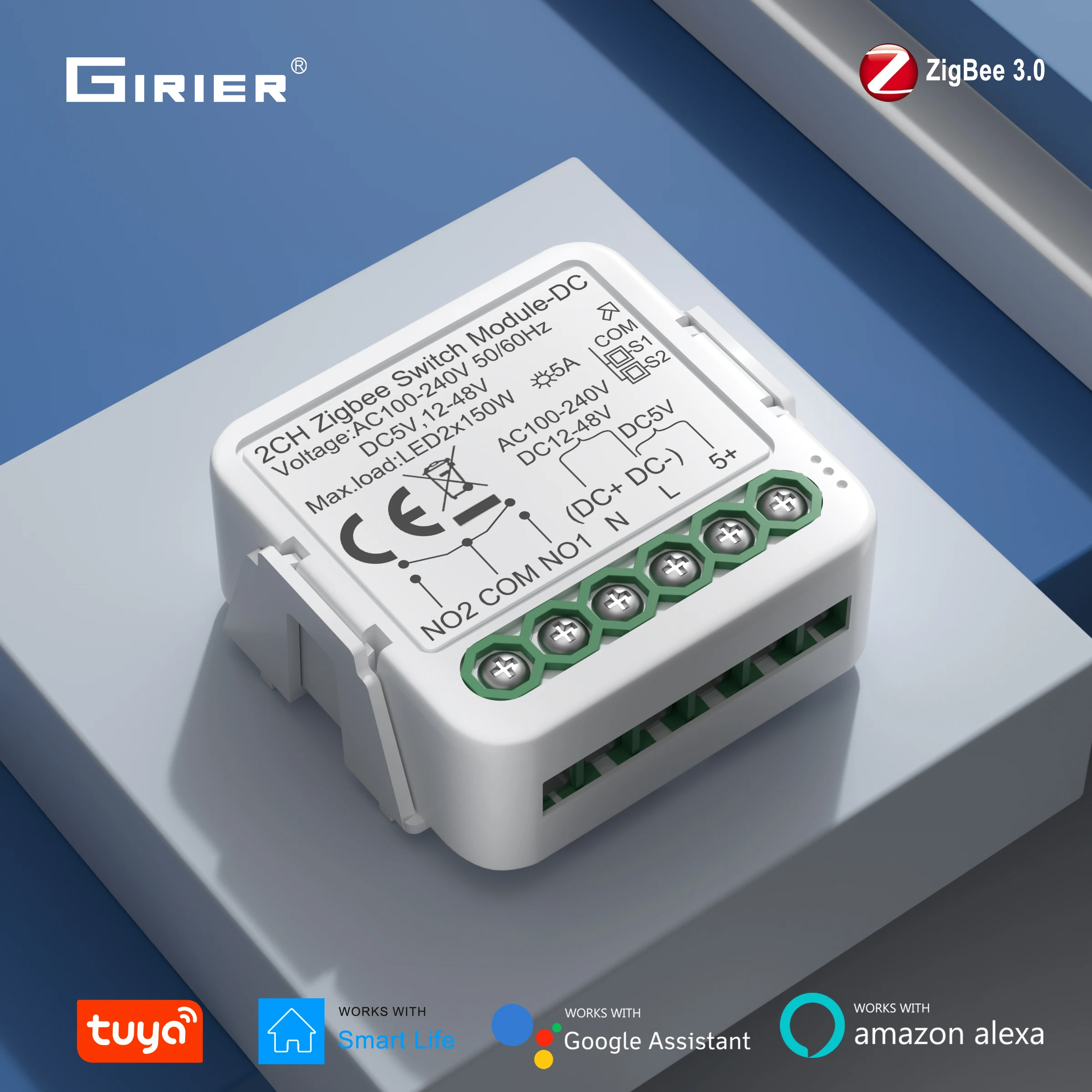 

Модуль сухого контакта GIRIER Tuya Smart ZigBee DC5V 12-48V AC100-240V 1/2 канала для моторов штор и гаражных ворот, поддержка Alexa и Google Assistant