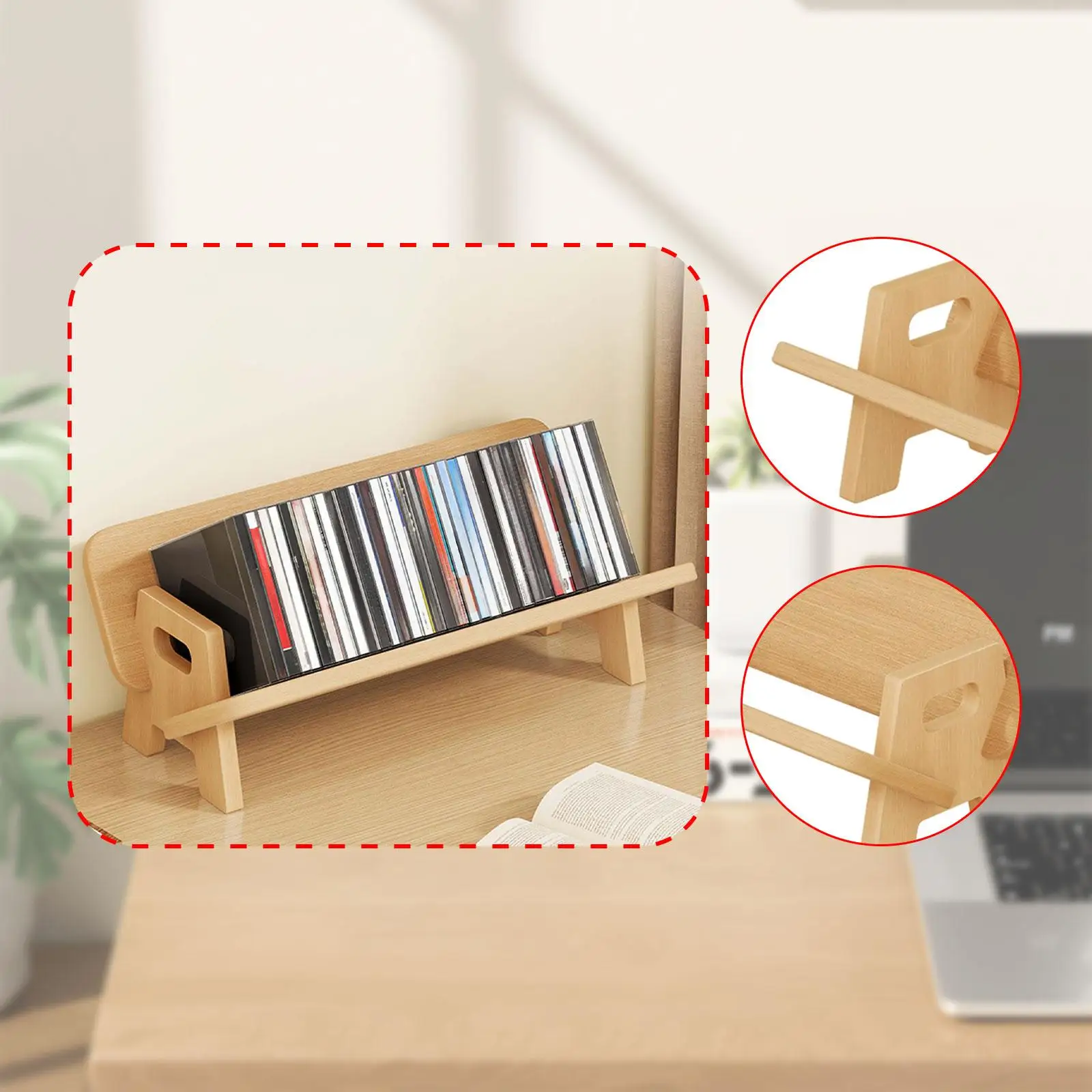 

Desktop Bookshelf Book Organizer Stable Wooden Vinyl Record Holder Tilting Bookcase for files Office Home Albums Small Place