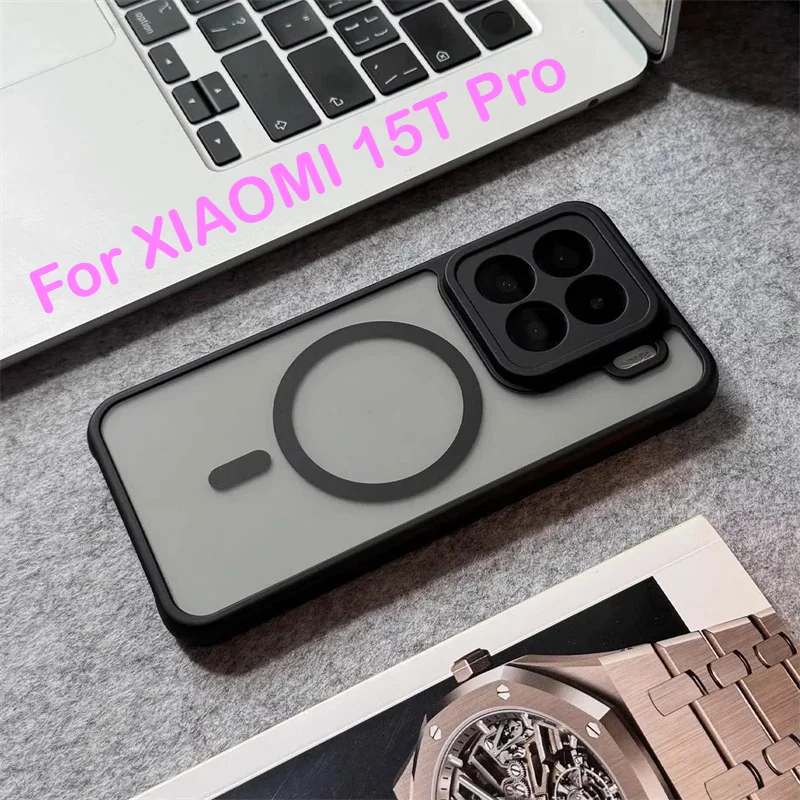 حافظة مغناطيسية MagSafe شفافة غير لامعة لهاتف Xiaomi 15 14 T Pro 5G 17 Pro Max من الأكريليك الصلب غطاء خلفي مضاد للصدمات #1