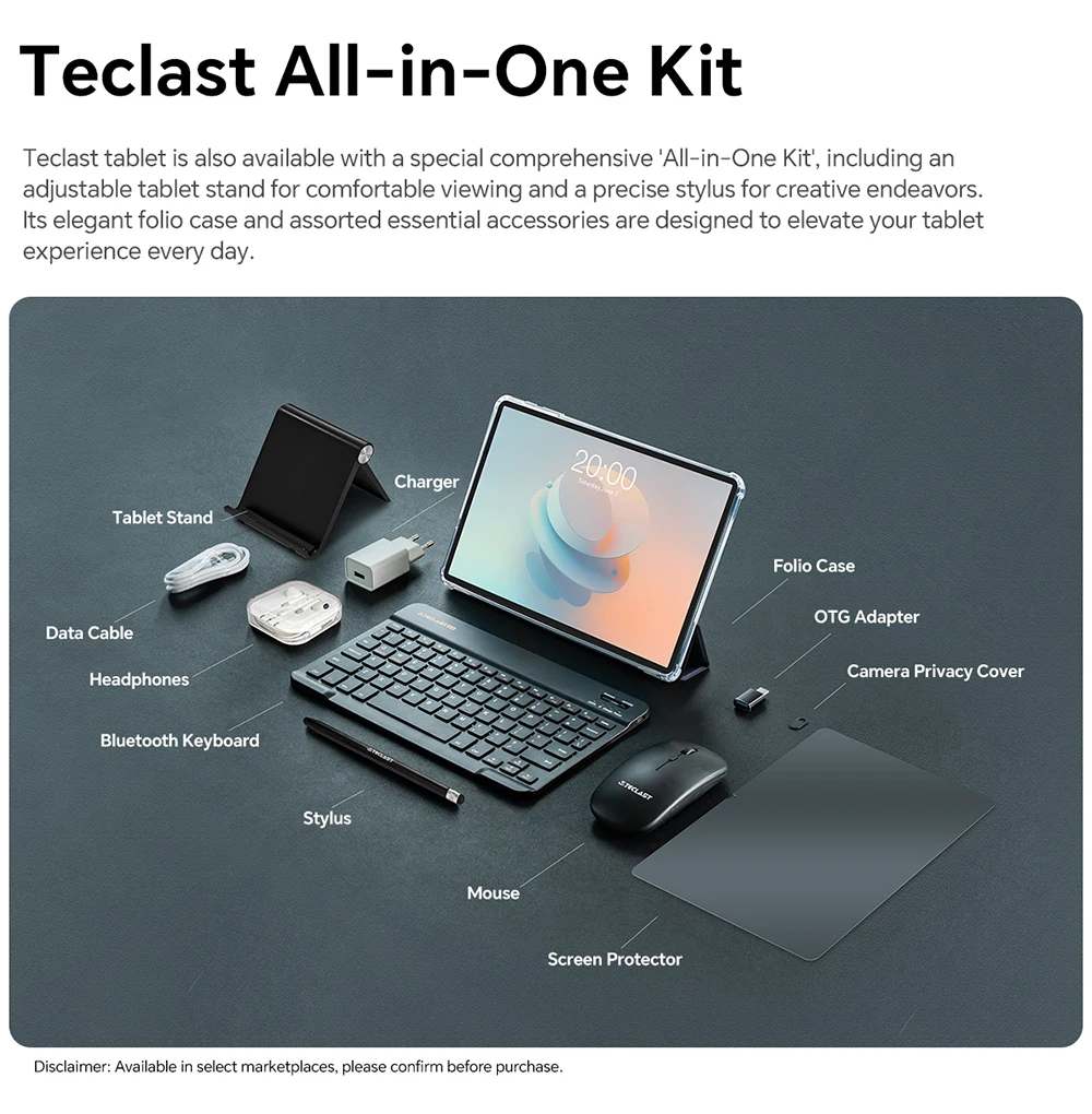Teclast P33Case 10.1" Tablet Android 15 9GB(3+6GB) RAM 64GB ROM Allwinner A333 P33 Case/Keyboard/Mouse/Stylus/Headphone 6000mAh