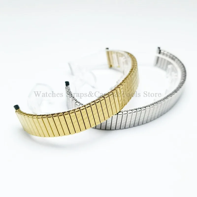 12/14mm 16mm 18mm 20mm Stainless Steel Elastic Stretch Strap Metal Expansion Silver Gold Wristband for Huawei Men Women Bracelet