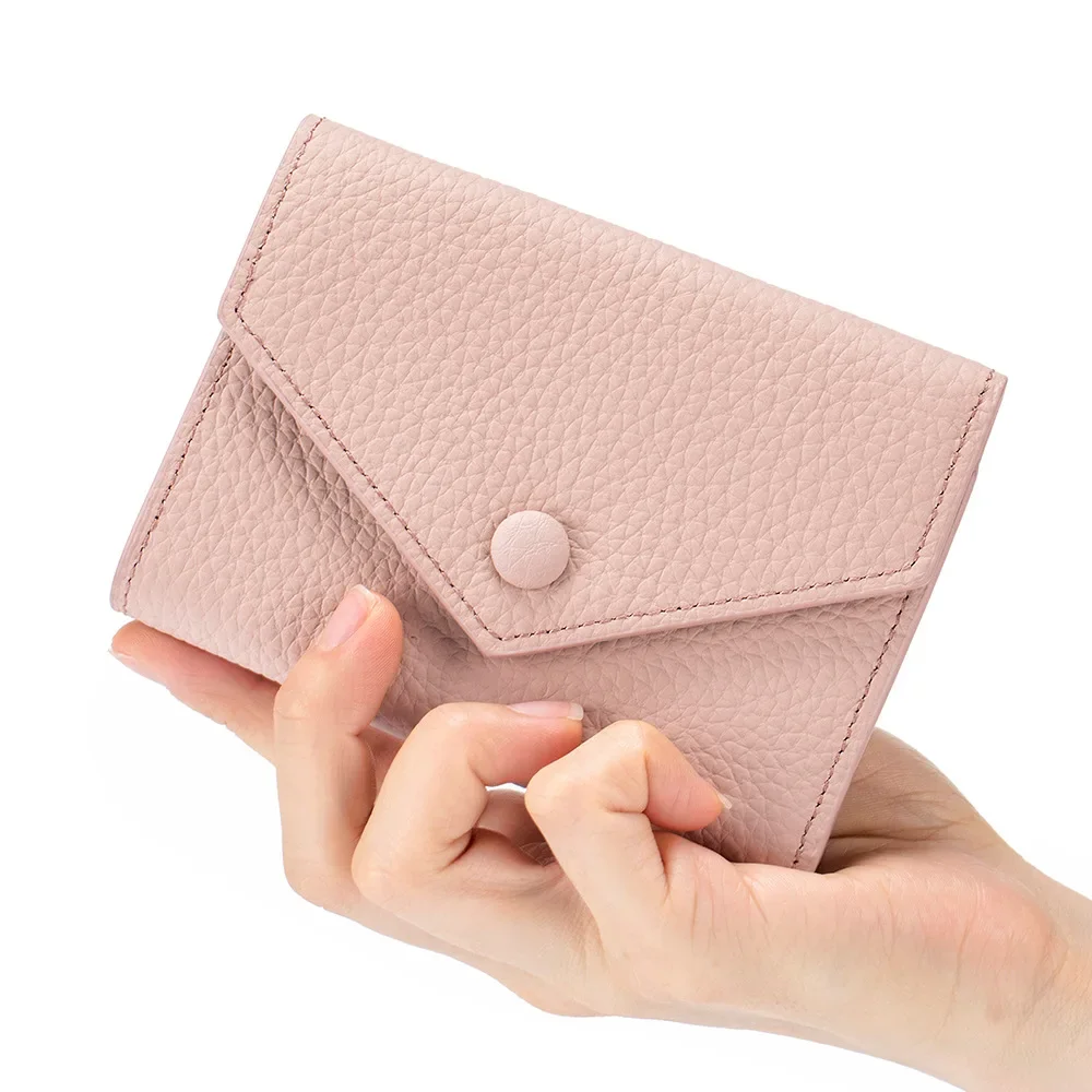 

New Genuine Leather Tri-fold Small Wallets Ladies Ultra-thin Short Wallet Large Capacity Multi-card Holder Wallet Coin Purses