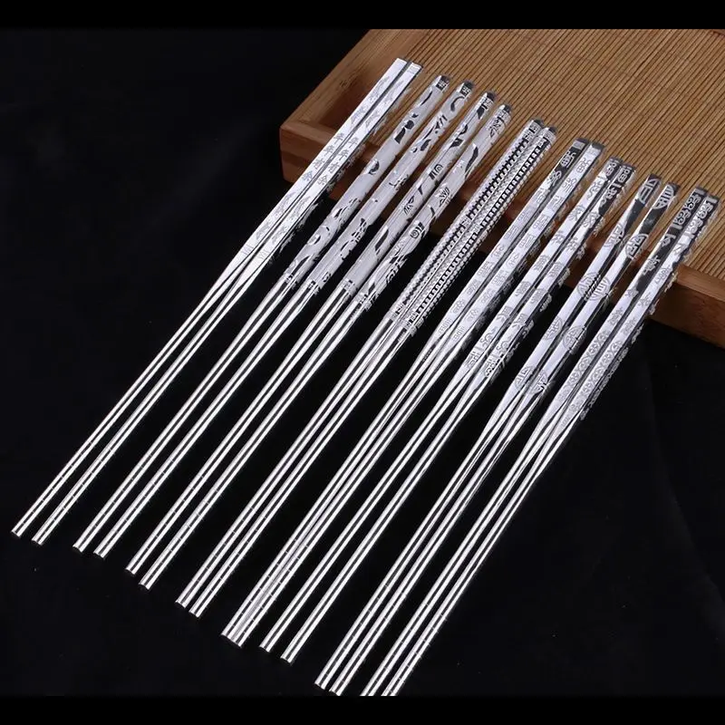 

9999 Твердые длинные палочки для еды Ложка Серебряная миска Обеденные бытовые съедобные родители