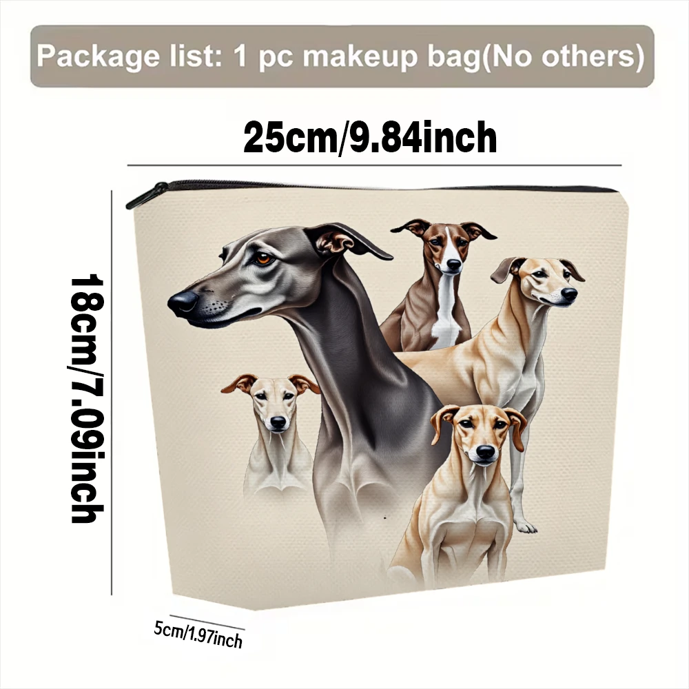 Greyhound Dogs Artistic Portrait Design Makeup Bags for Girls Cosmetic Pouch Toiletry Bag Pencil Case Travel Storage