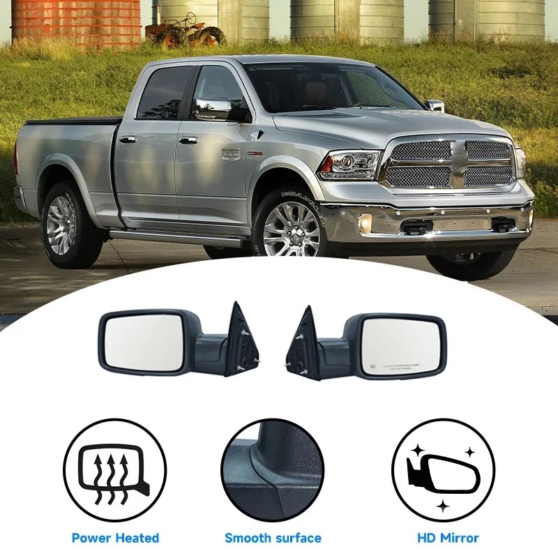 High Quality Power Heated Rearview Mirror 13 Line Left 11 Line Right Silver Fit For 1500 2008-2019