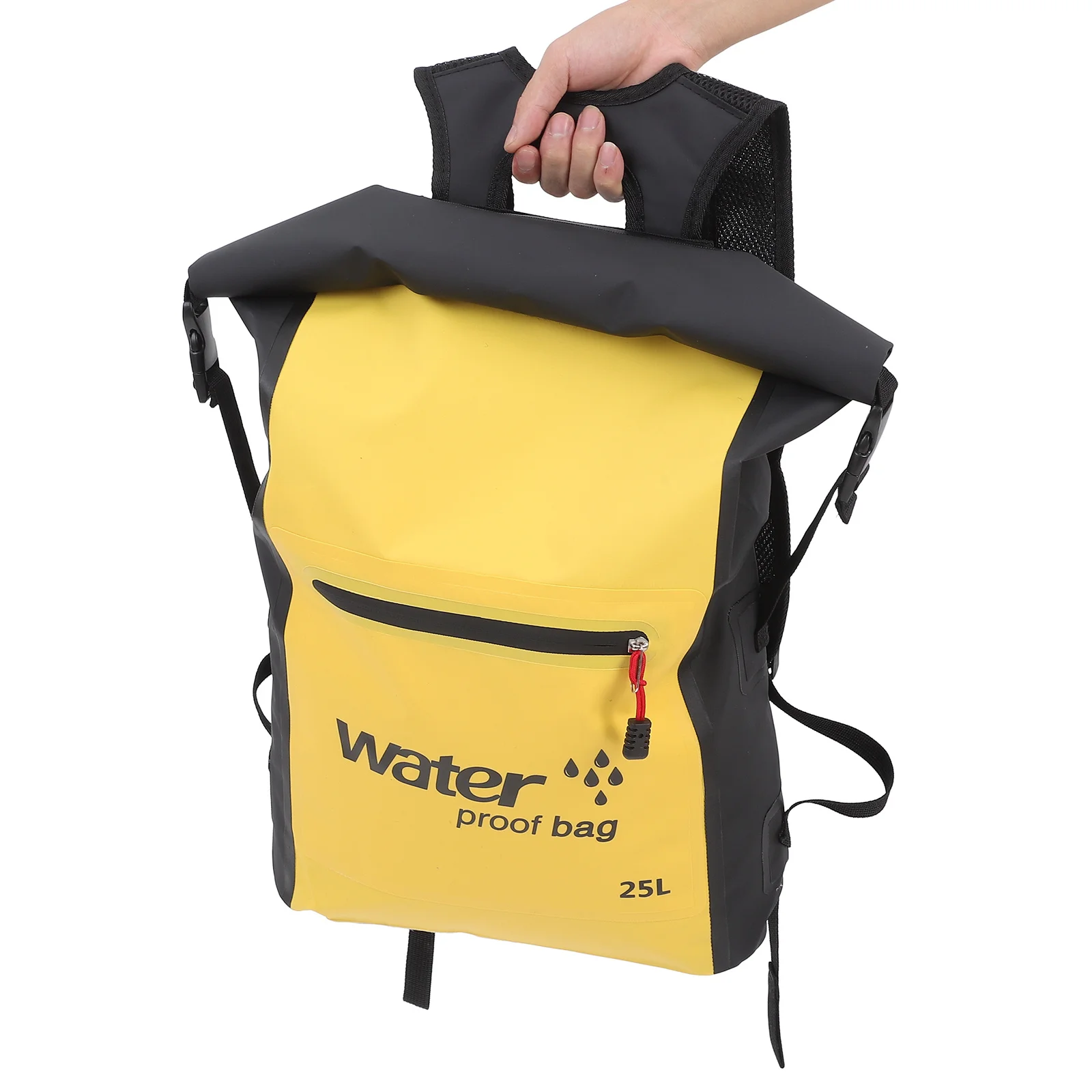 25L Drifting Storage Bag Waterproof High Quality PVC Mesh Outdoor Camping Hiking Beach Dry Bag Yellow Waterproof Backpack