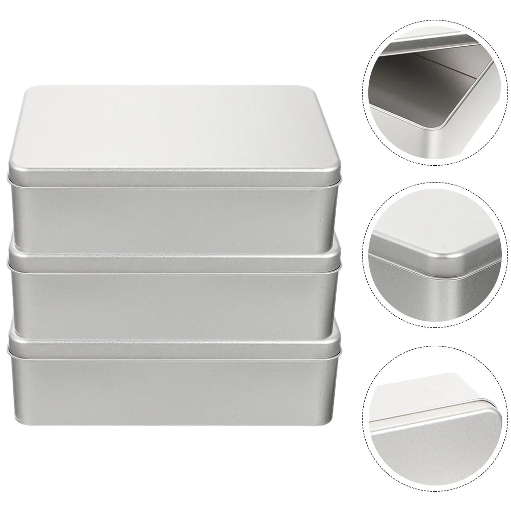 3 Pcs Tinplate Box Biscuit Boxes Frosted Cookie Tins with Lids Bakery for Cookies Metal Candy Packaging Packing