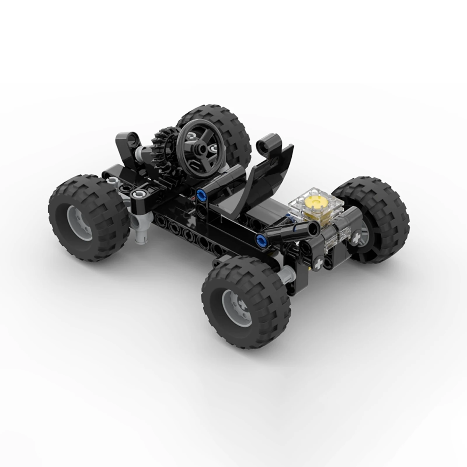 Moc modelo de blocos de construção de kart de direção horizontal com haste de ligação de pneu de motor brinquedo educacional presente criativo para meninos