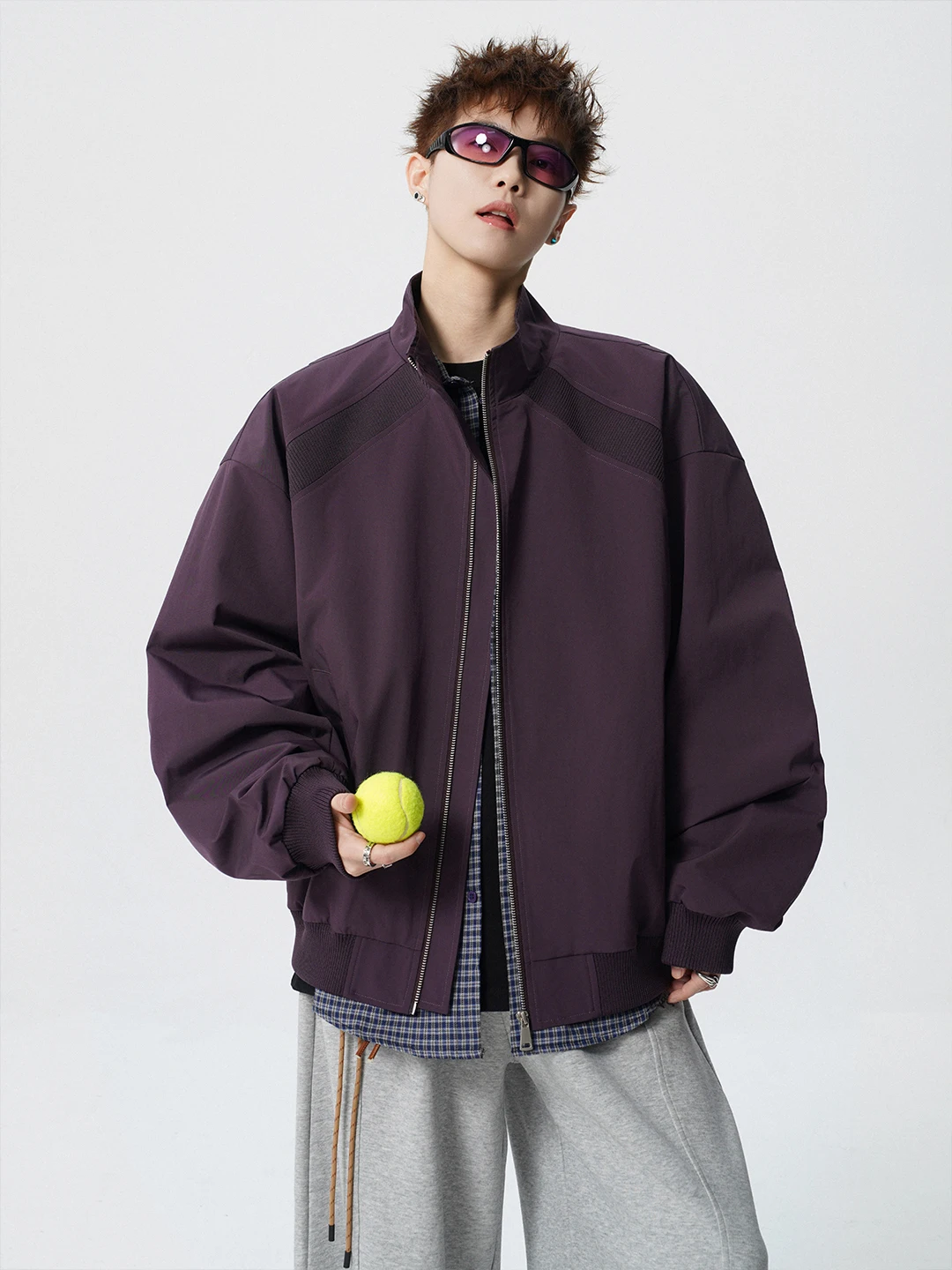 

Мужская куртка-бомбер Purple Deconstructed Patchwork Jaet, весна-лето, в американском стиле Cleanfit, модный бренд, с воротником-стойкой, для спорта и повседневной носки...