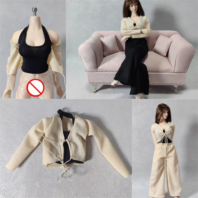 

DMTOYS 1/6 Scale Female Doll Casual Clothes Model Two Piece Wide Leg Pants Set for 12" Action Figures Body