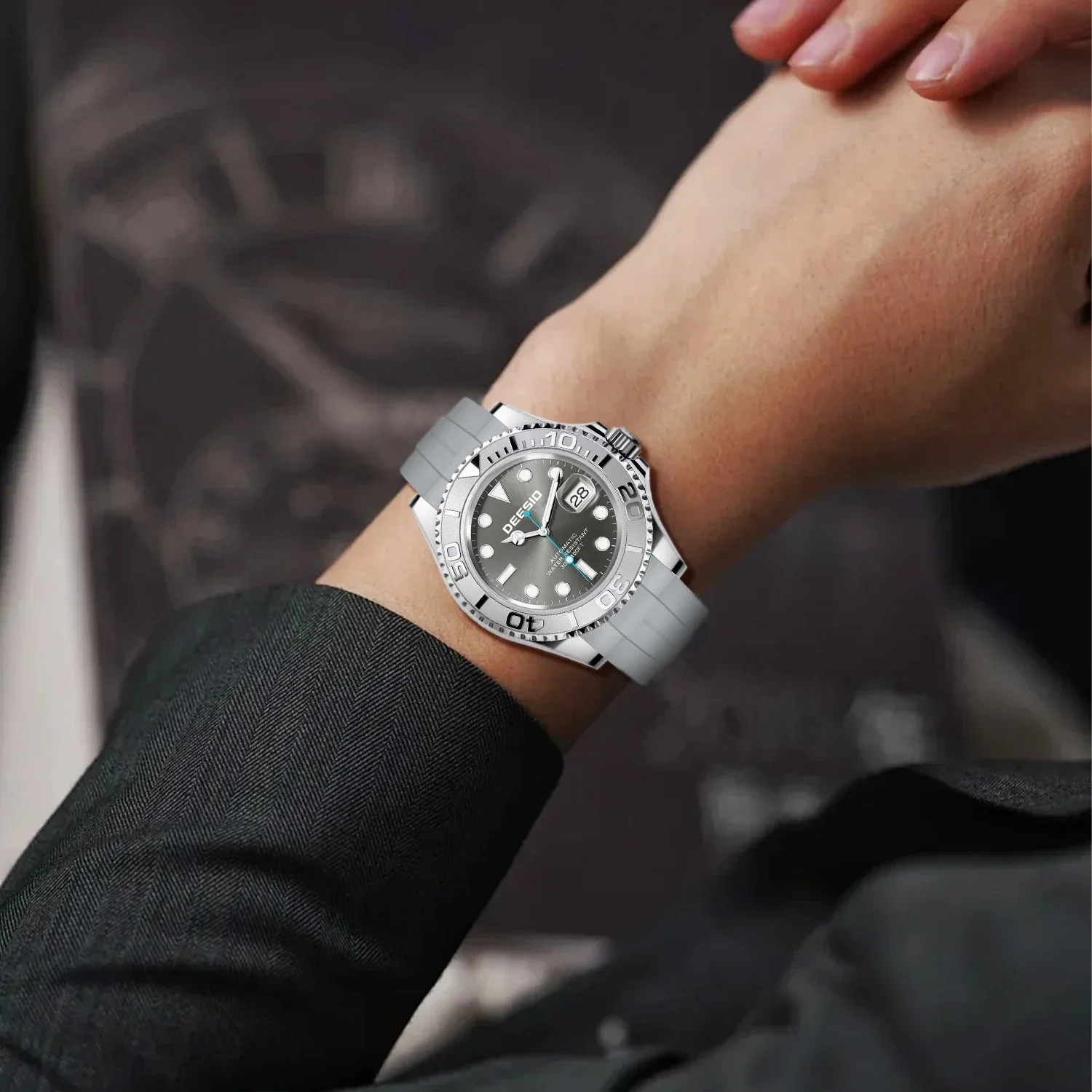 Deesio Automatic Mechanical Watch Men Luxury Stainless Steel Calendar Waterproof   Wristwatch Mens Gift for Anniversary Birthday