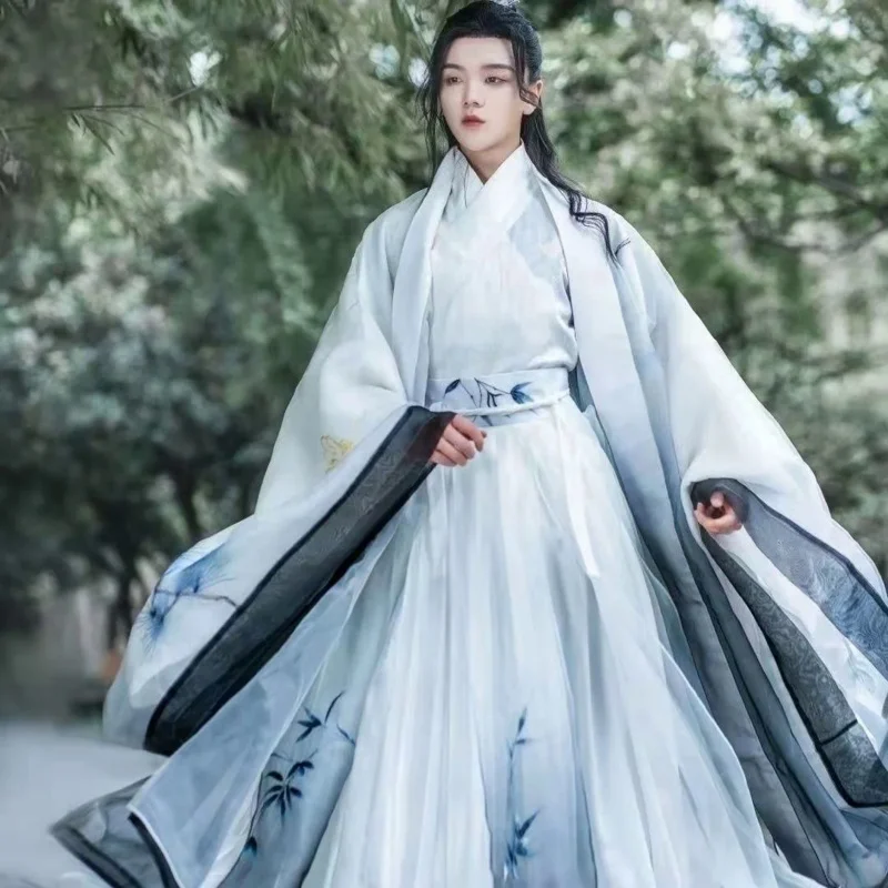 

Hanfu Men Fairy Spirit Ancient Childe costume Ancient Style Big Love shirt Chivalrous Scholar Student Spring And Summer Style