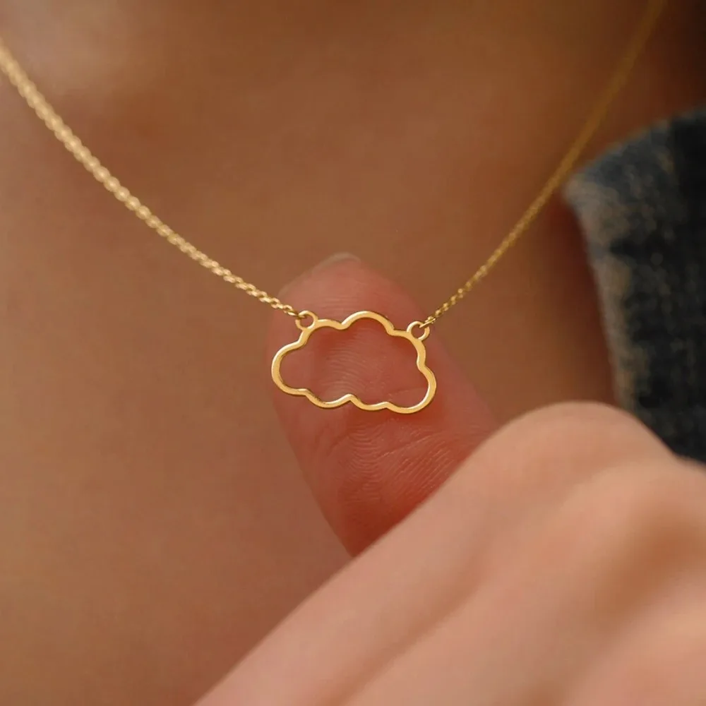 قلادة عصرية صغيرة على شكل سحابة بيضاء لامعة للنساء، قلادة سلسلة الترقوة بسيطة وساحرة من الفولاذ المقاوم للصدأ #3