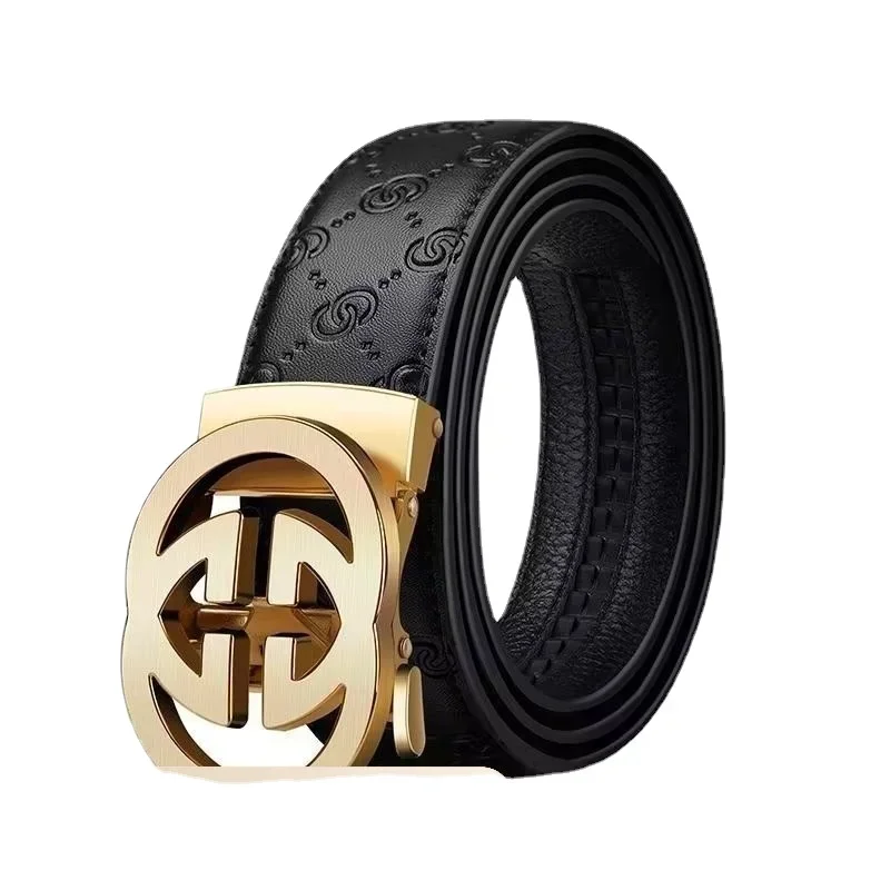 2023 Brand Designer High Quality New Men's Letter Buckle Smooth Buckle Perforated Versatile Two Layer Cow Belt