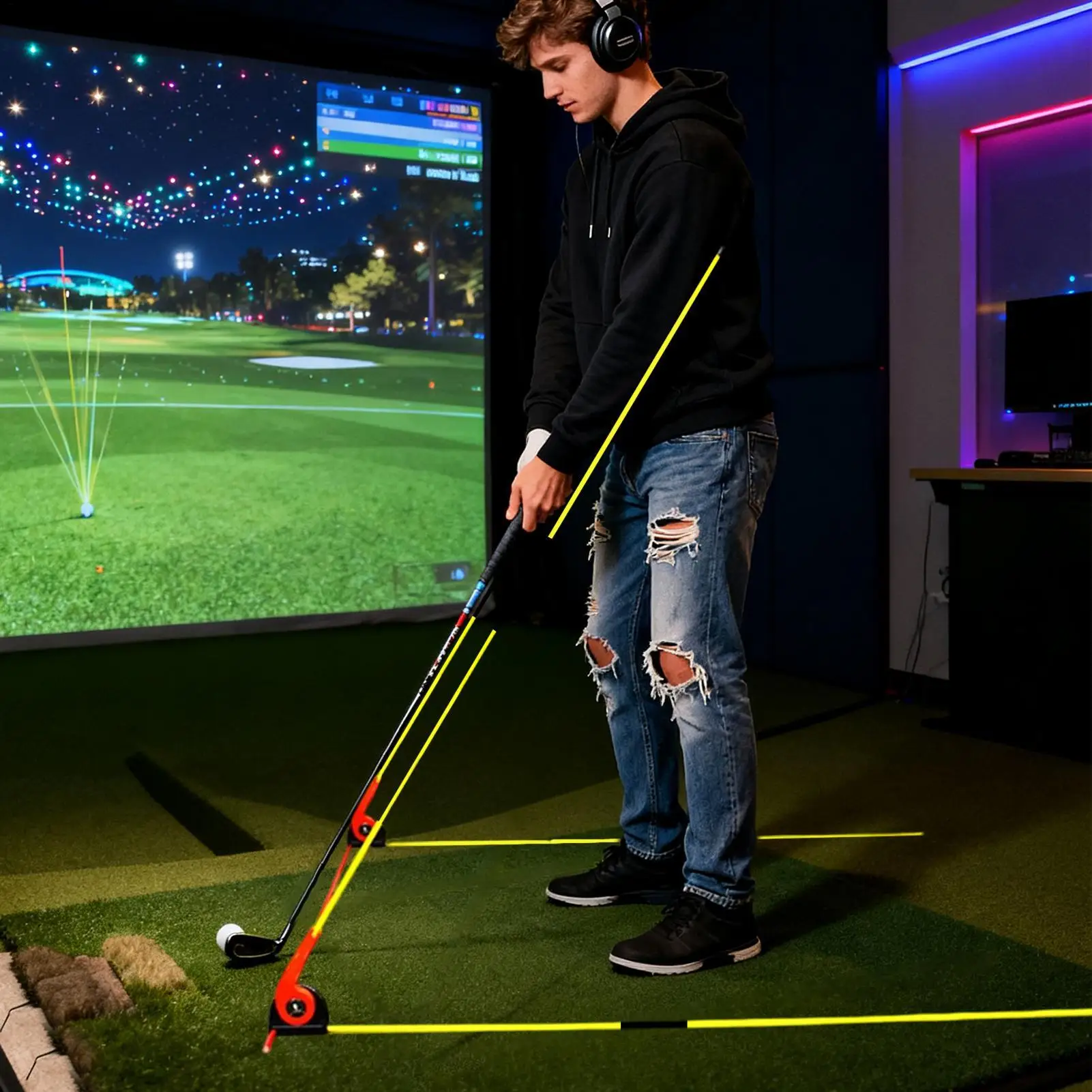 أدوات محاذاة أرجوحة الجولف، معدات تدريب التأرجح، زاوية قابلة للتعديل، أدوات تصحيح محاذاة الجولف للرجال المحترفين #2