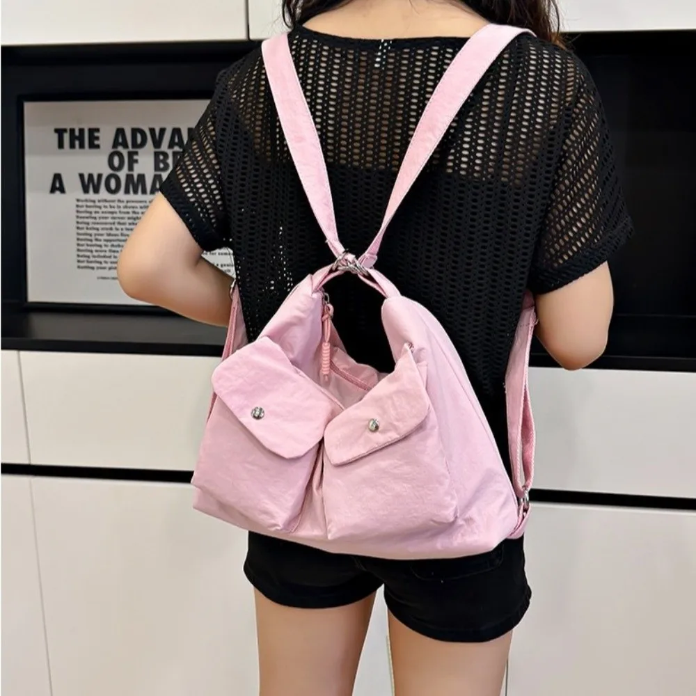 Large Capacity Nylon Crossbody Bag Multiple Pockets Harajuku Men Shoulder Bag Waterproof Korean Style Canvas Backpack Unisex