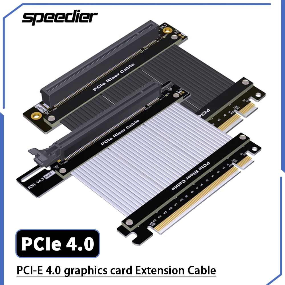 

Черно-серебристый кабель Riser PCIe4.0 X16, графическая карта расширения GTX RTX, PCI Express 4,0 16x, экстремальный игровой графический процессор