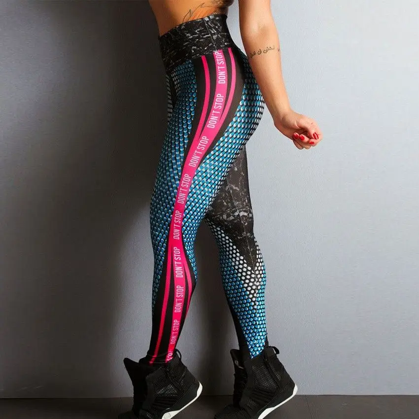 2023 Digital Print Letter Sport Yoga Fitn Pants Women plus Size Leggings Tummy Control High Waist Nine Points Pants
