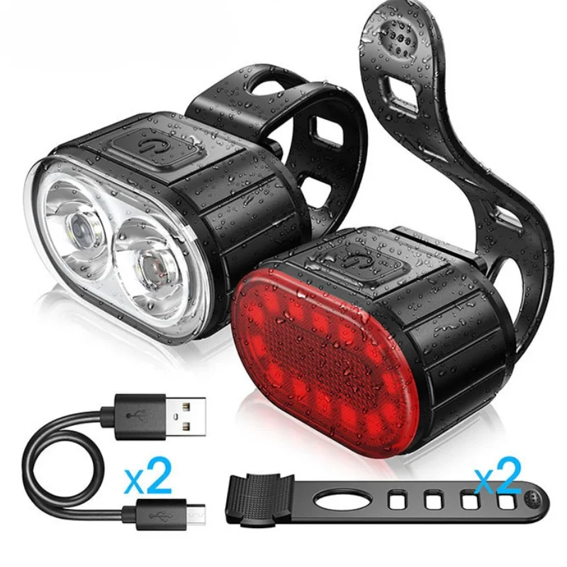 

Cycling Bicycle Front Rear Light Set Bike USB Charge Headlight Light MTB Waterproof Taillight LED Lantern Bicycle Accessories