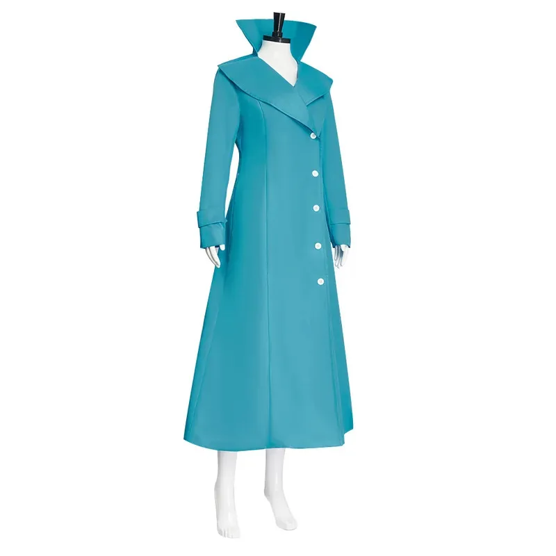 Lucy Wilde Cosplay Costume Blue Long Jacket Animated Movies Lucy's Overcoat Wome Halloween Partyn's Trench Coat For Woman Adult
