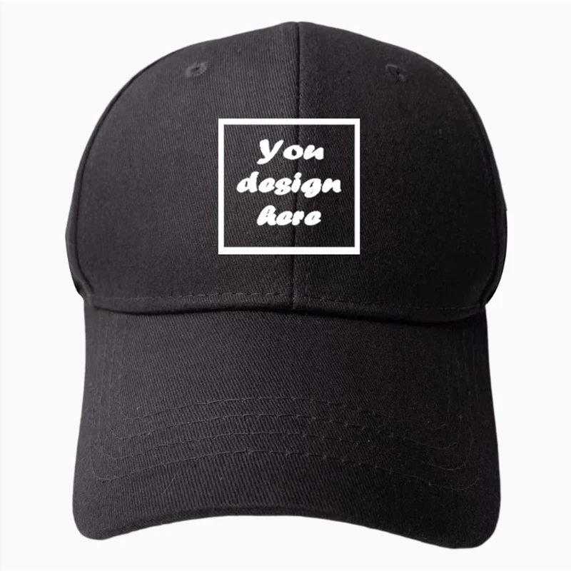 

Customized printed logo men's and women's adjustable pure cotton baseball cap. Workwear cap. Solid color personalized hat.