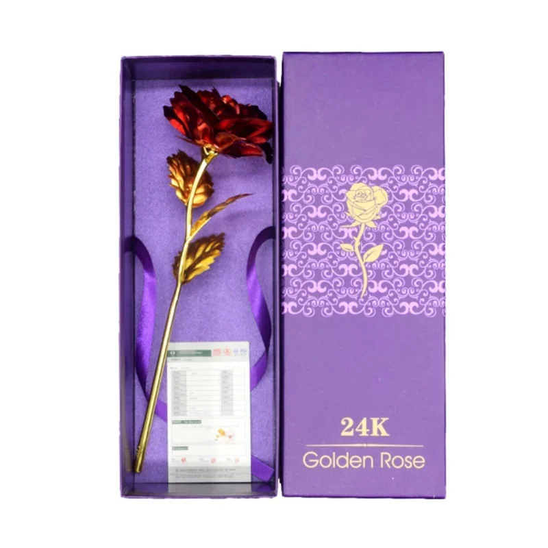 

24k Gold Plated Rose With Love Holder Box Gift Valentine's Day Mother's Day Gifts Flower Gold Dipped Rose US Drop ship