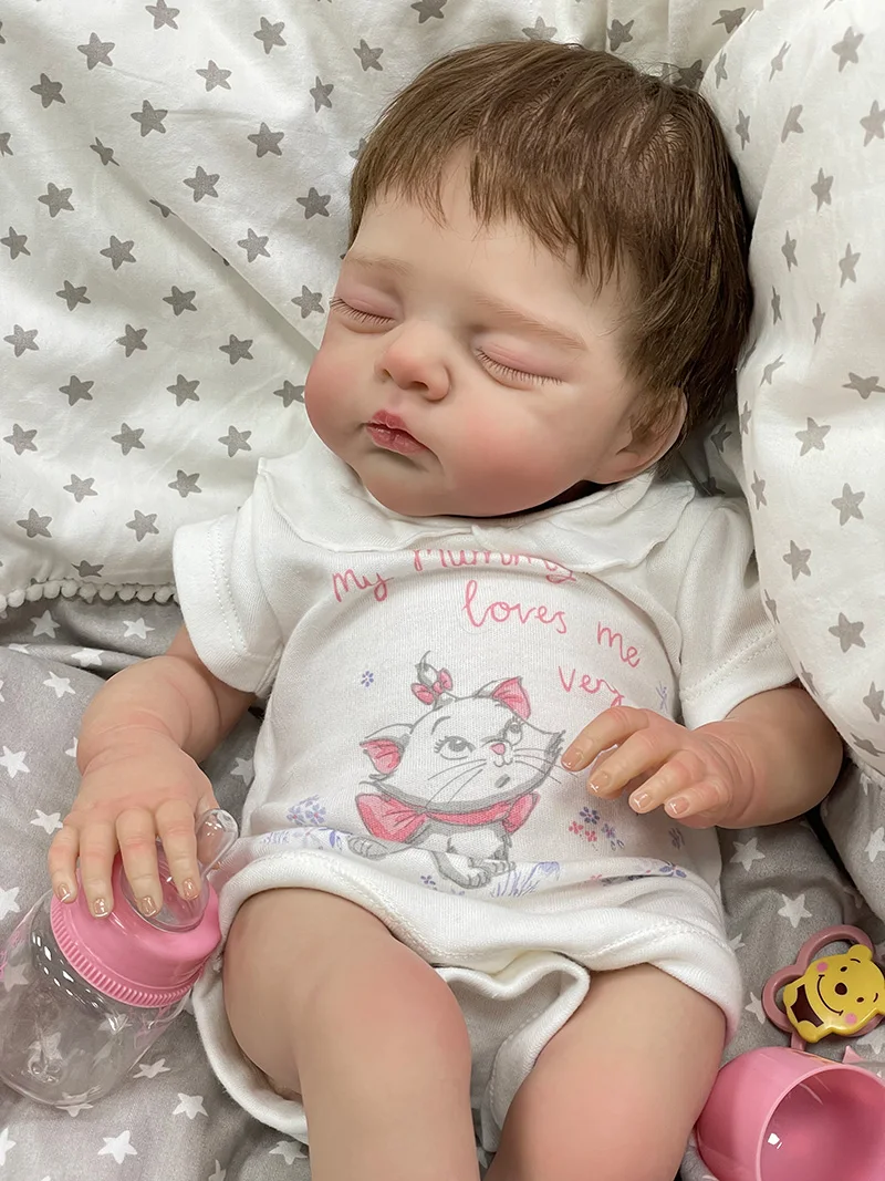 Cokela 20 polegadas/50cm boneca de bebê real toque macio bebê realista silicone reborn boneca com cabelo artificial implantado à mão