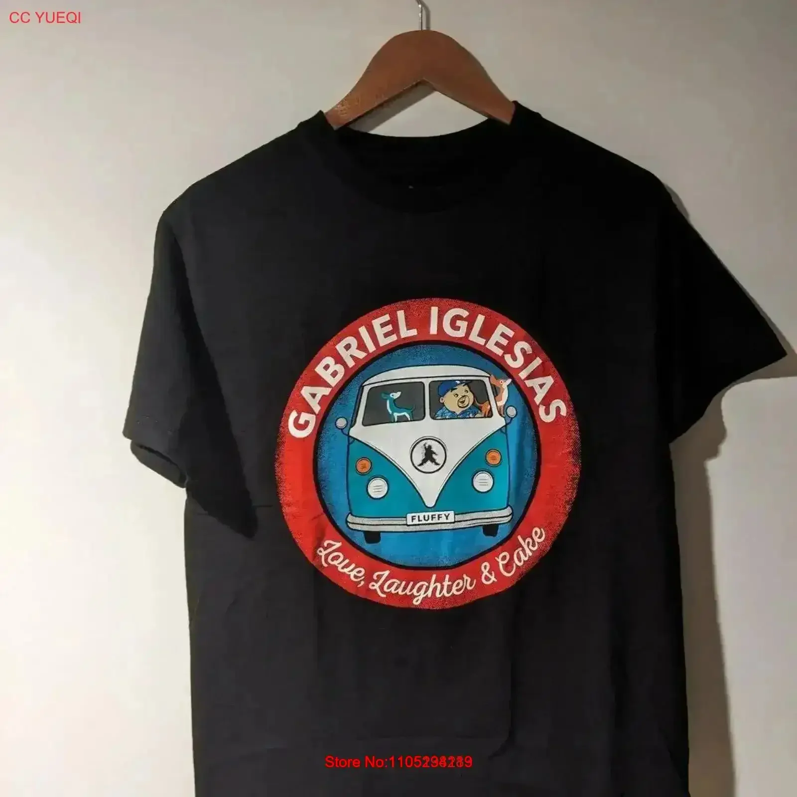 Gabriel Iglesias Love Laughter Cake Comedy Black Medium T Shirt vintage Washed fashion Stylish Top For Everyday Wear Soft