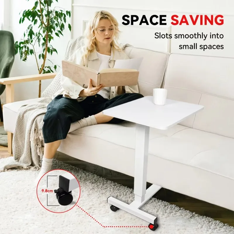 طاولة هوائية فوق السرير قابلة للتعديل مع عجلات للمستشفى الطبية المنقولة بجانب السرير طاولة عربة مكتب قائم متنقل #6