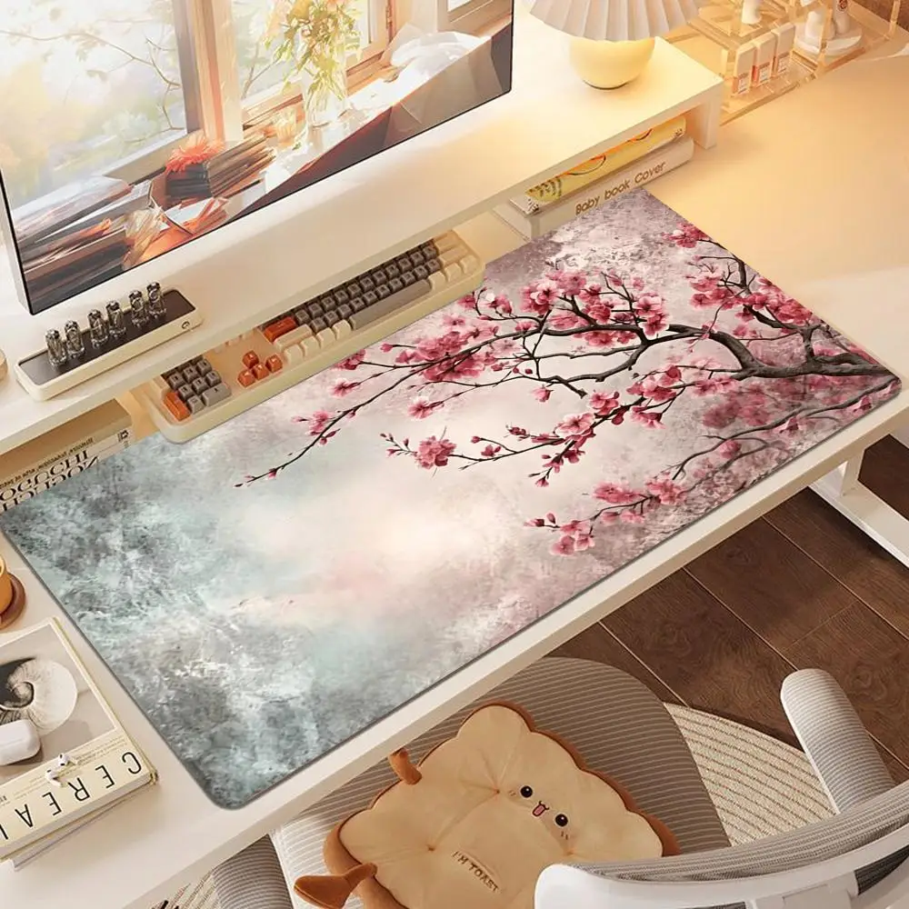Misty peach Mouse pads large size table mat mousepad create soft oriental office desktop laptop vibe
