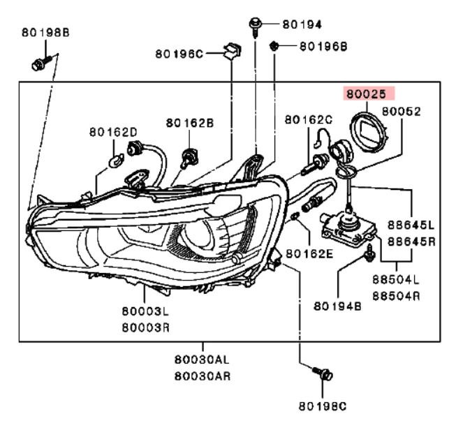 Outlander(2010-2015) LANCER EVOX COVER,HEADLAMP BULB SOCKET FOR HEADLAMP STAMP 8301C502