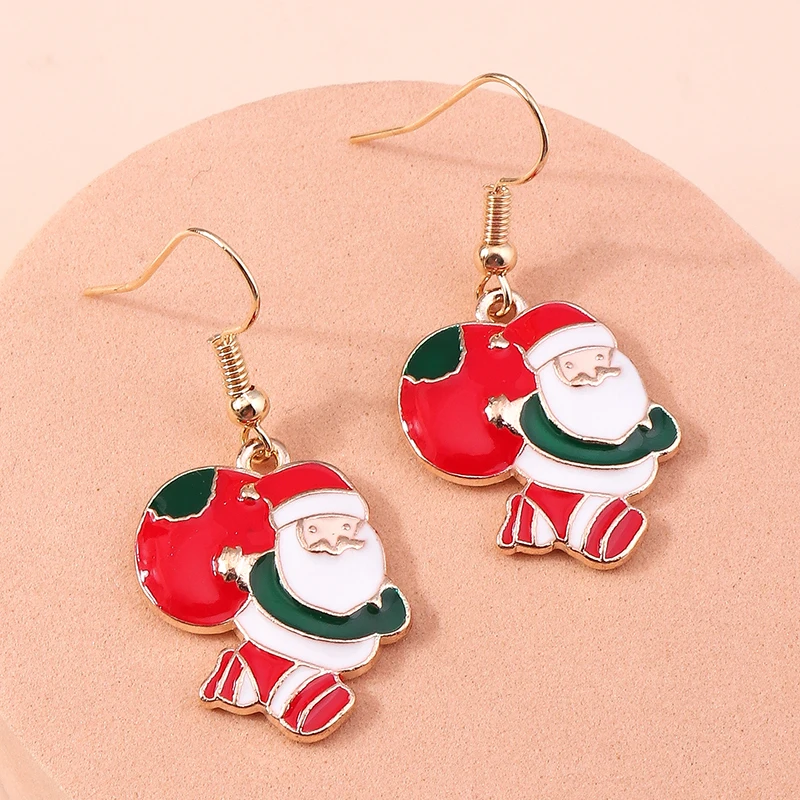 

1PRS Merry Christmas Drop Earrings for Women Christmas Tree Santa Claus Deer Bell Dangle Earrings Girls New Year Party 2025