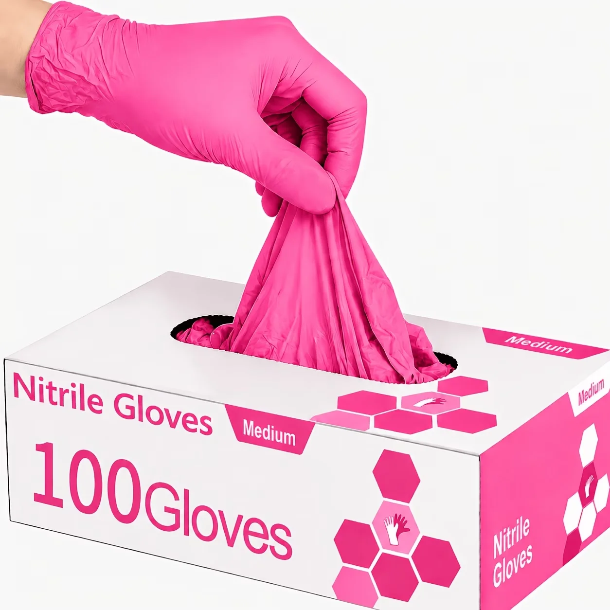Rose Red Nitrile Disposable Gloves, 50pcs, 3 mil, Powder-Free & Latex-Free, Household Cleaning Gloves