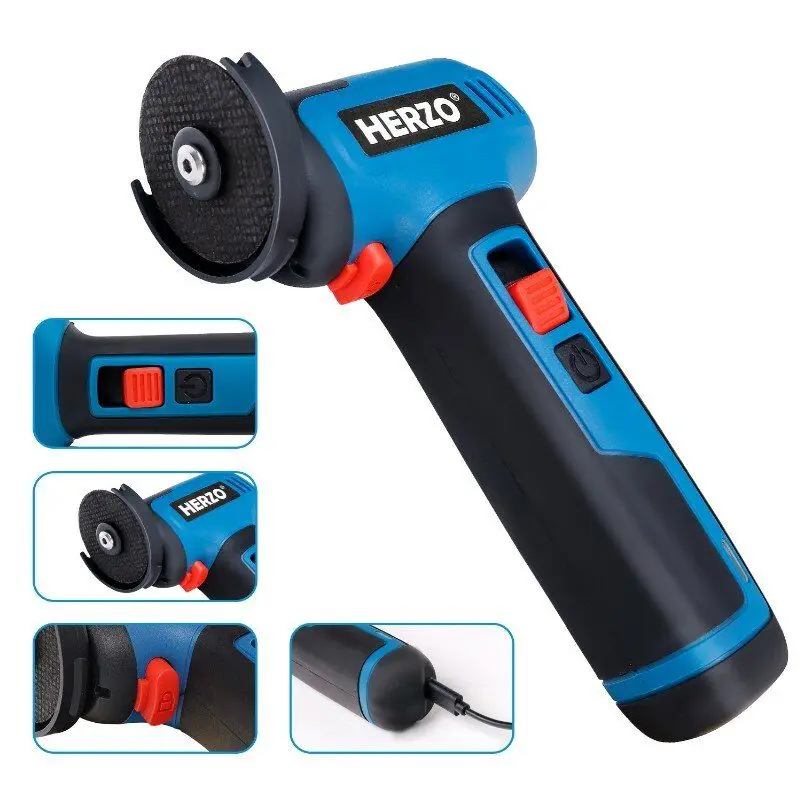 HERZO 7.2V Cordless Type-c USB Rechargeable Brushless Mini Grinder Cutter for Cutting Polishing Ceramic Tile Woo