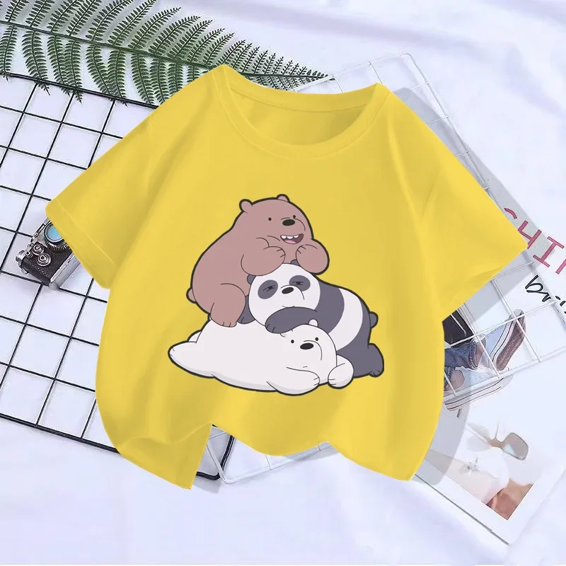 2024 Women T-shirt Kawaii Little Bear Print Short Sleeve leisure T Shirt Summer Anime Cartoon children T Shirt