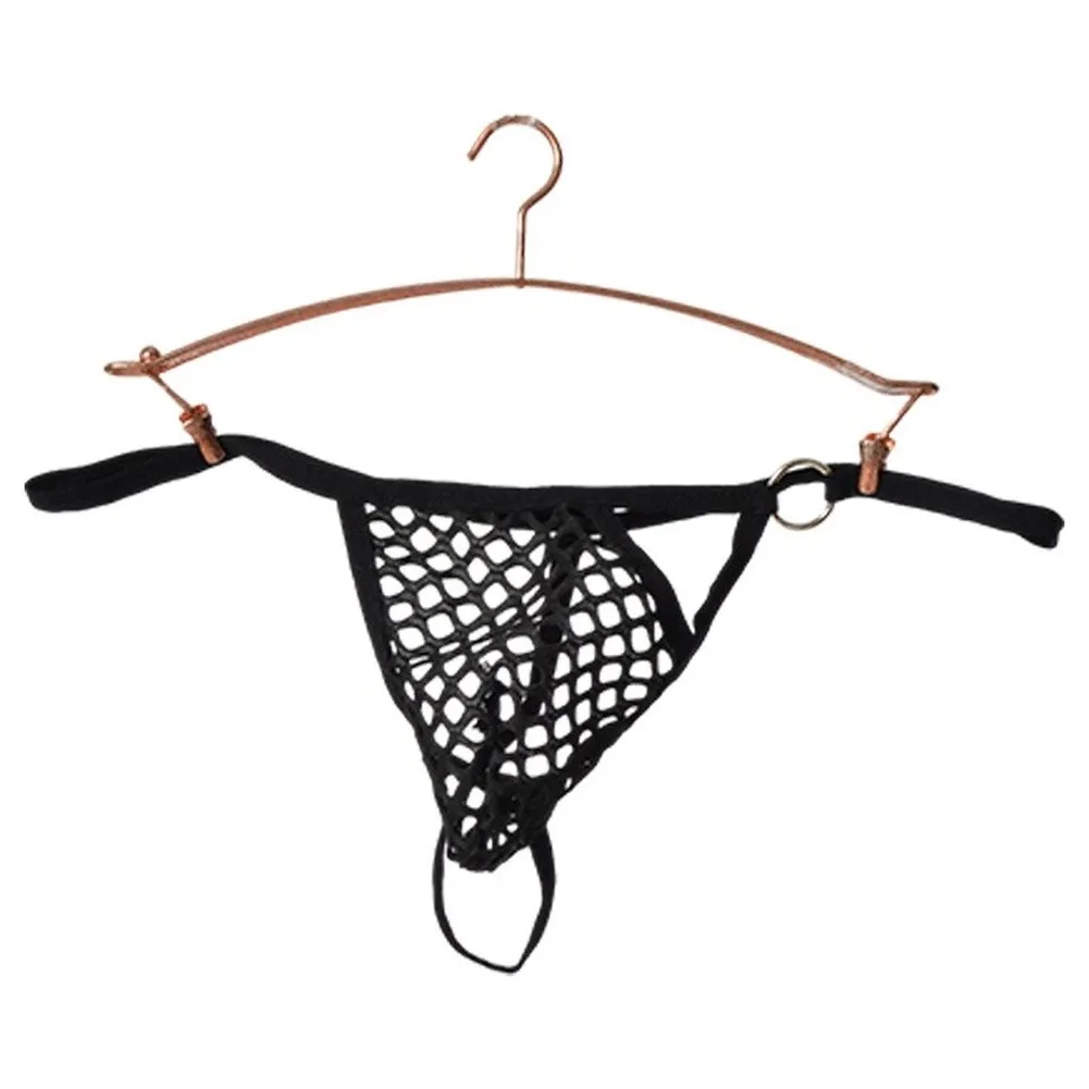 Men Fishnet Mesh Thong Underwear Bulge Pouch Solid G-string See Through Panties Mesh See Through Sexy Hollow Out Underpants
