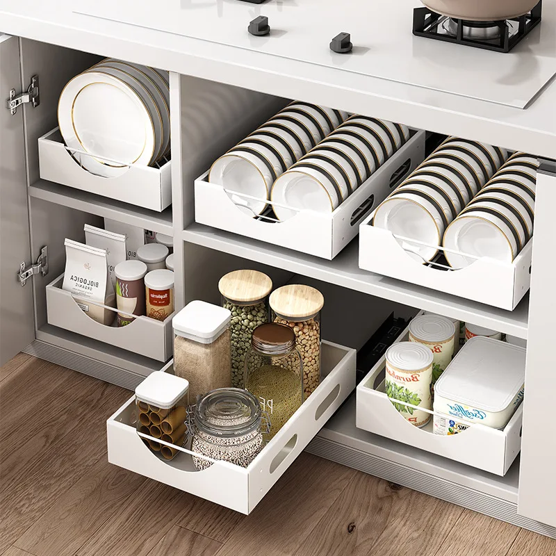 

Kitchen Storage Rack With Slide Rails Pull-Out Kitchen Spice Box Drawer Storage Tray Multifunctional Organizer For Home Use