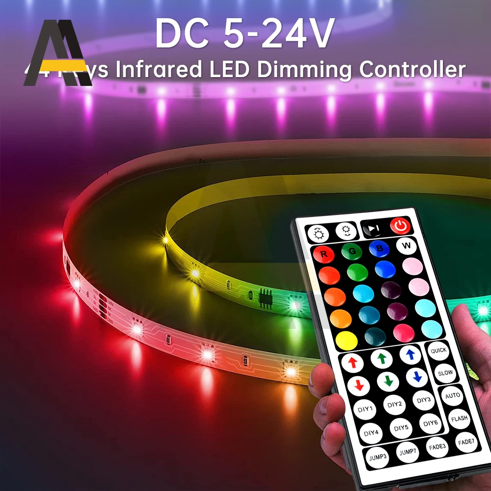 LED RGB 스위치 컨트롤러 미니 44키 USB 커넥터 IR 리모컨 디머 (5050 2835 RGB LED 스트립 조명 TV 백라이트용)
