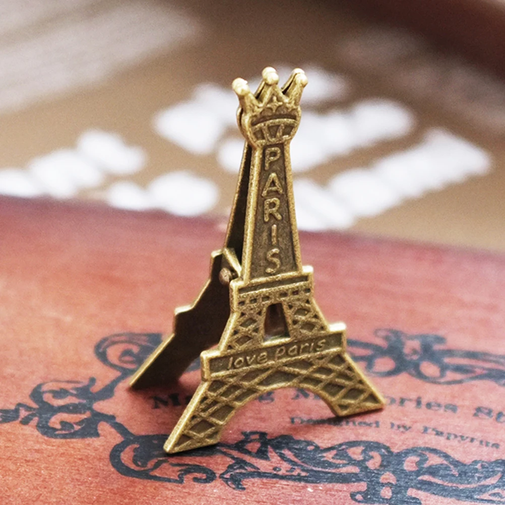 

12pcs Metal Message Holder Elegant Desk Eiffel Tower Clip Reusable Wedding Birthday Party Decorations Card Stand Stable Design