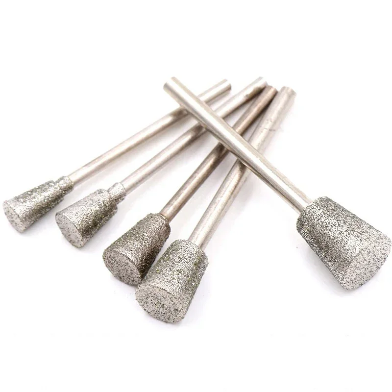 10Pcs 1mm-5mm Diamond Burr Grinding Engraving Bits With 2.35mm/3mm Shank Polishing Head For Jade Stone Agate Dremel Rotary Tools