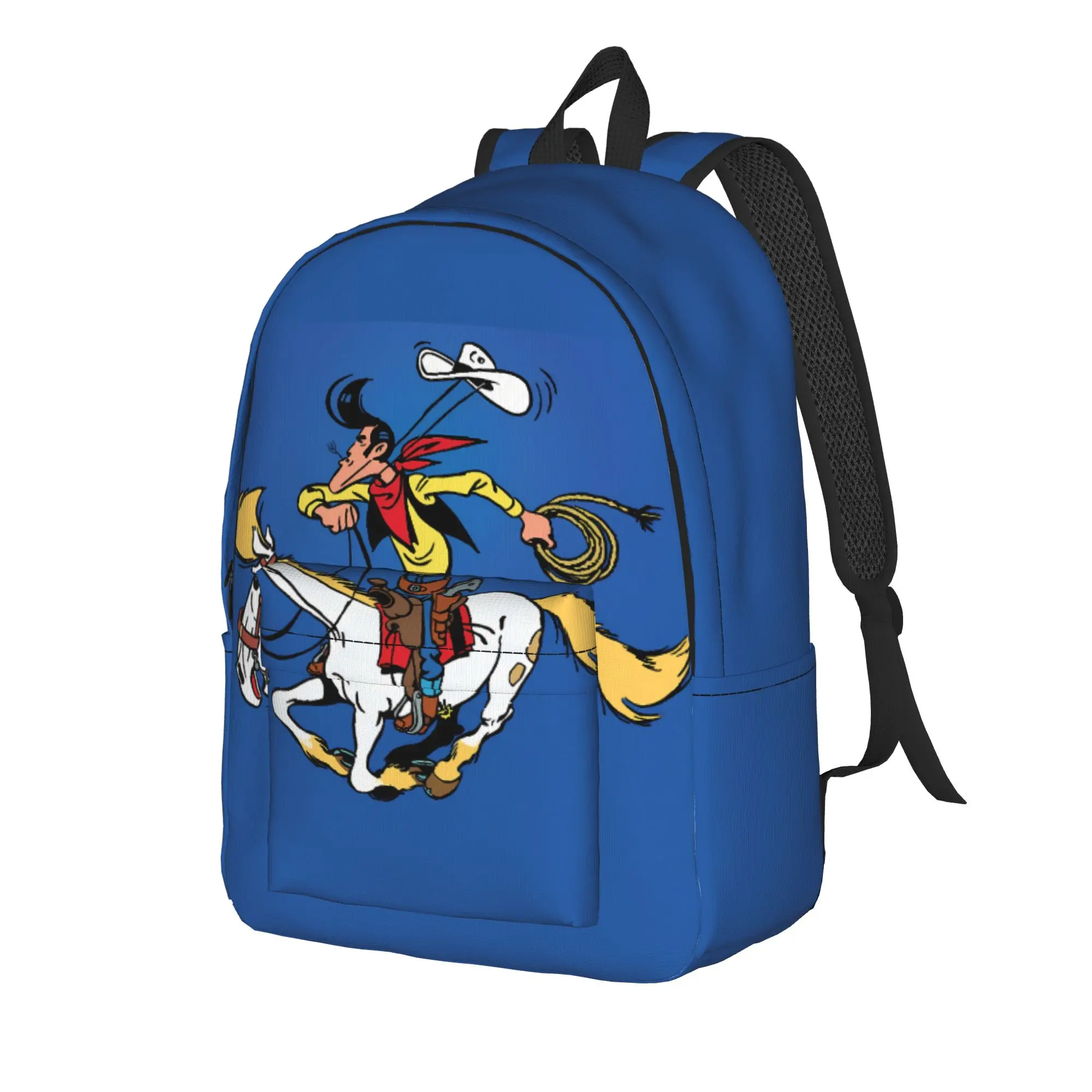 Lucky Luke Cartoon Comics (4) Backpack  Youth Polyester Trekking Backpacks Soft Cool High School Bags Rucksack