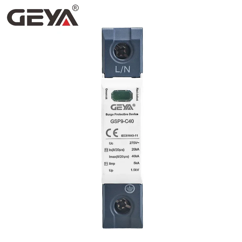 GEYA GSP9 Power Surge Protective Device SPD Arrester 1/2/3/4 Pole Surge Voltage Protection 275V 385V 400V 440V 40KA