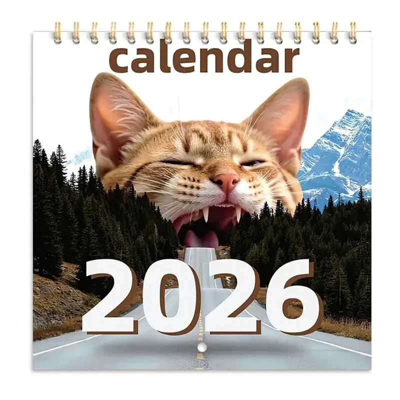 

2026 веселый календарь с изображением кошек, подвесной милый котенок, повестка дня, планировщик, органайзер, домашний декор для любителей кошек, календарь с забавными кошками