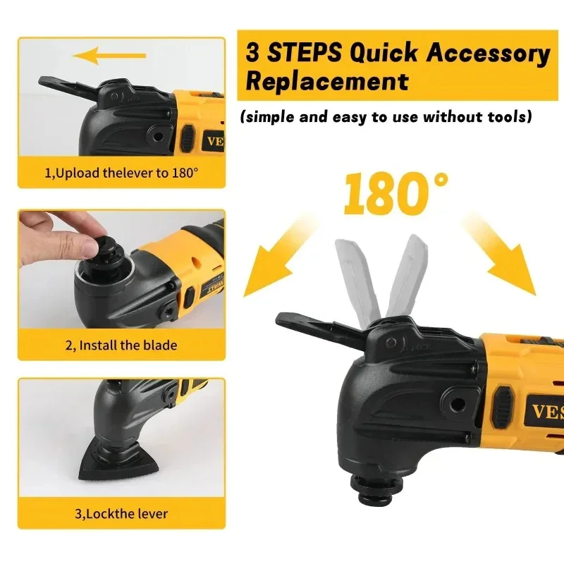 20000RPM Quick Release Oscillating Tool Brushless Cordless Vibration Tool Electric Trimmer Saw For Dewalt 18V 20V Battery Pin