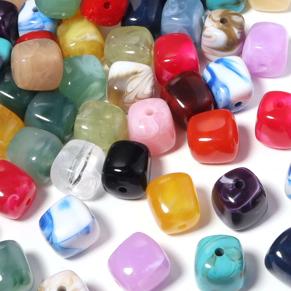 10pcs/lot Two-tone Swirl Square Acrylic Beads Cube Loose Spacer Beads For DIY Bracelet Necklace Jewelry Making