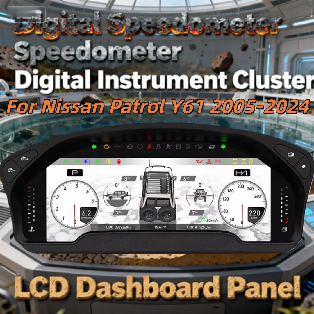 

Цифровая виртуальная приборная панель (спидометр, одометр) для Nissan Patrol Y61 2005-2024, приборная панель, измеритель скорости, Linux