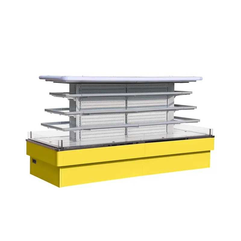 Commercial Air Curtain Display Refrigerated Freezer Cabinet for Beverage Dairy Products Fruit Vegetable Cooked Food