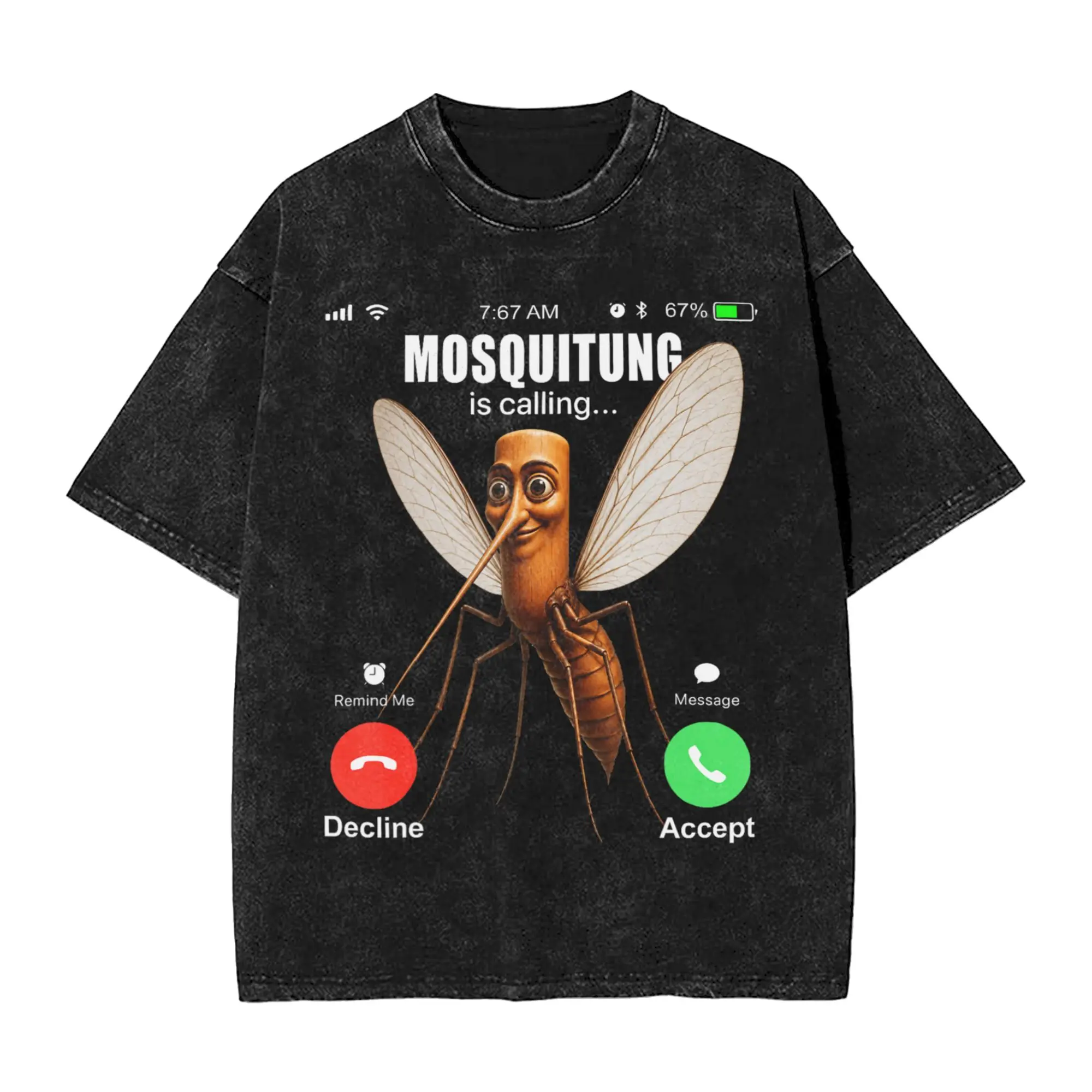 Funny Tung Tung Sahur Mosquitung is Calling Brainrot Meme T-Shirts Men Vintage Cotton Tees Crewneck Short Sleeve T Shirt Clothes