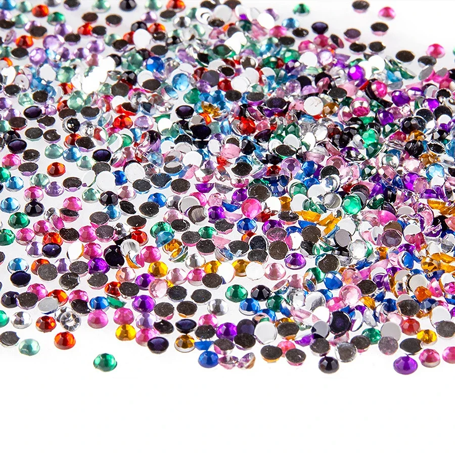 Cristalli per unghie con strass rotondi colorati da 3000 pezzi da 1,5 mm con custodia per decorazioni per nail art fai da te