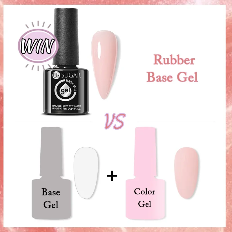 UR SUGAR – Gel de Base en caoutchouc cristal, 7ml, Transparent, naturel, nu, rose, Semi-Permanent, vernis UV LED, Design pour Nail Art